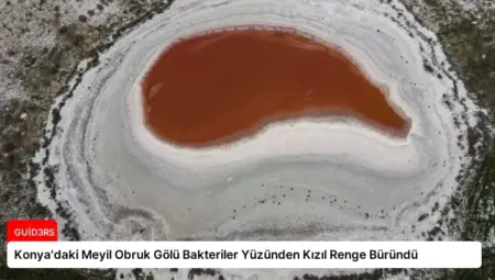 Konya’daki Meyil Obruk Gölü Bakteriler Yüzünden Kızıl Renge Büründü